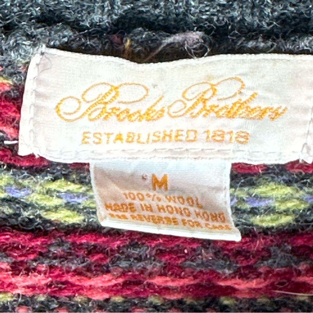 Brooks brothers Vintage Cardigan 100% wool Pink Red Gray Size Medium - Picture 3 of 10
